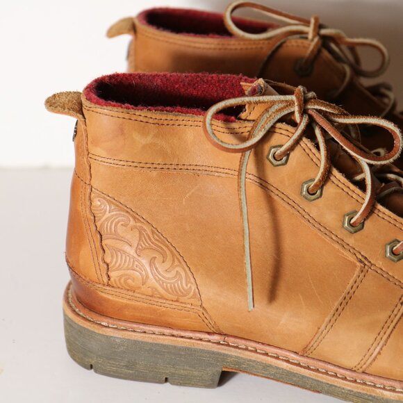 Olukai Mauna Iki Mens Leather Lace Up Chukka Boot 11 Brown Wool Lining - Picture 2 of 9